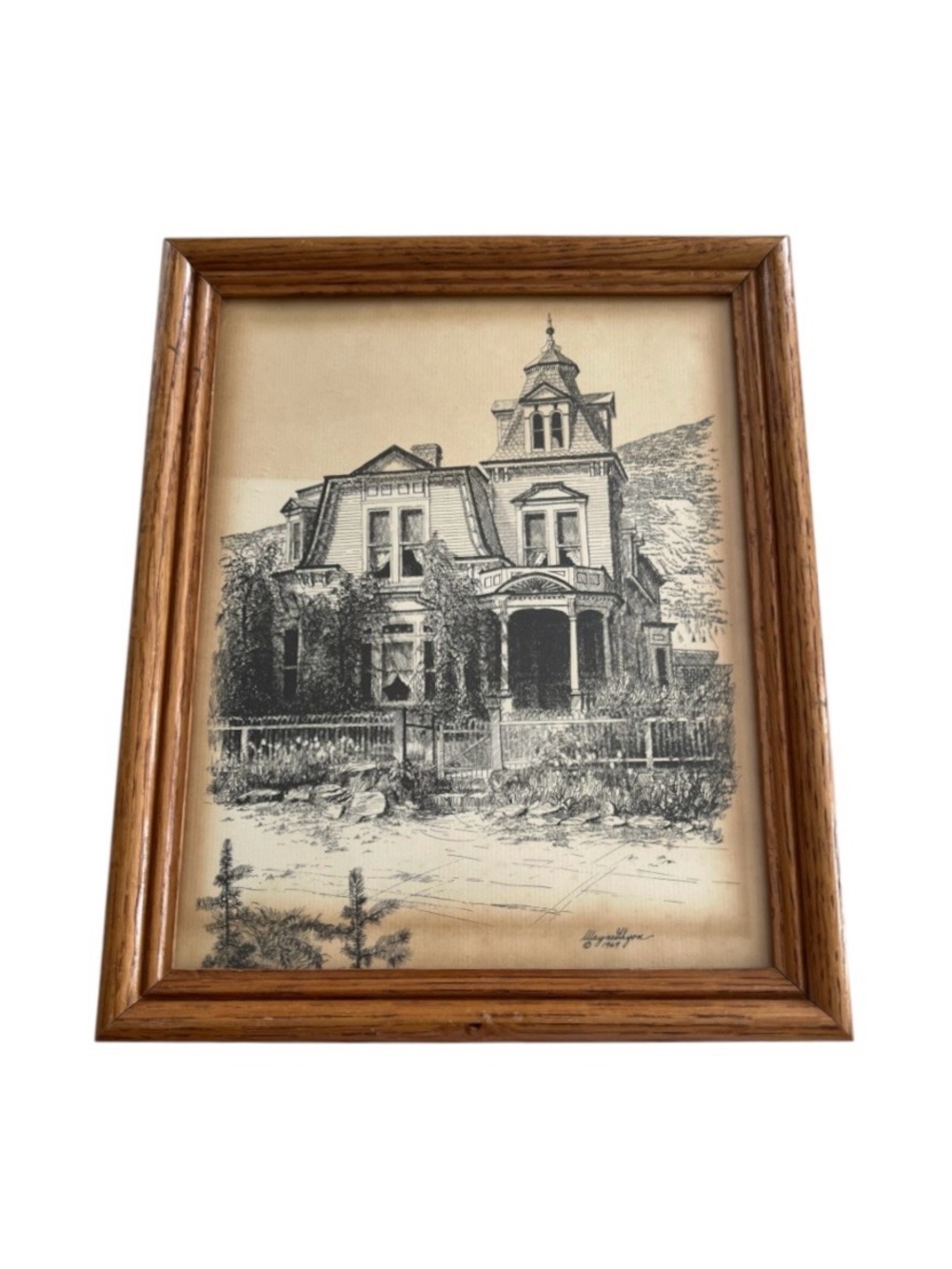1969 Signed Print Georgetown Colorado Maxwell House Queen Anne In Wood Frame